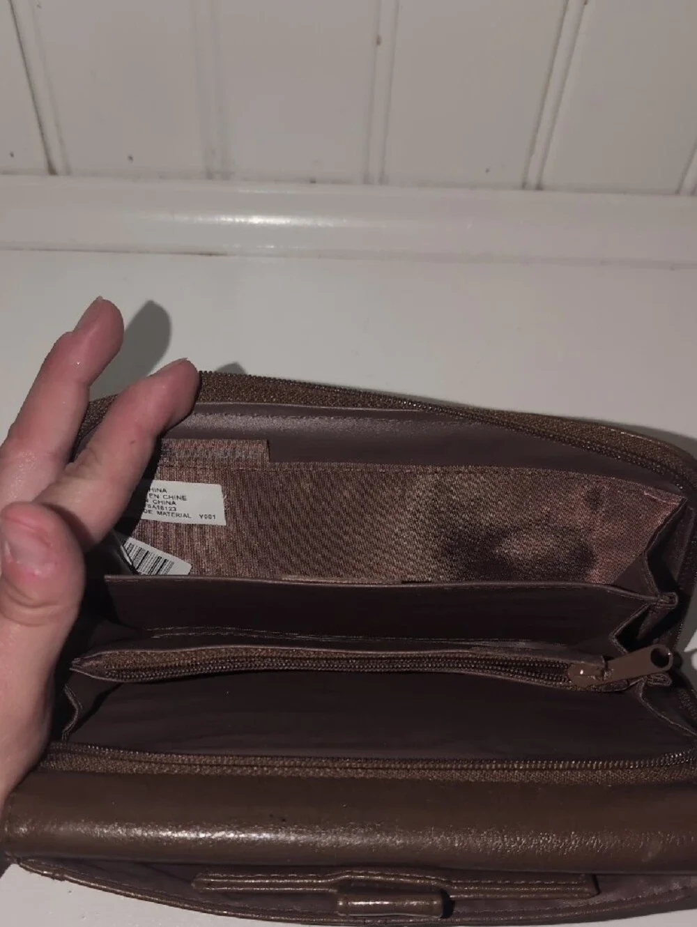 Women's Brown Leather Wristlet Wallet with Keyring